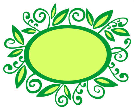 Green stylized floral frame on a green background.のイラスト素材
