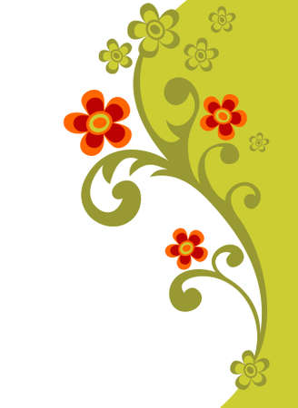 Ornate abstract pattern with red flowers on a white background.のイラスト素材