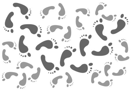 Stylized gray footprints isolated on a white background.のイラスト素材