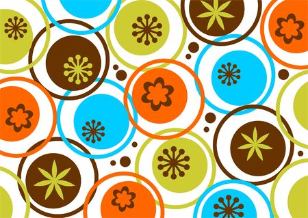 Abstract circles and flowers pattern on a white background.のイラスト素材