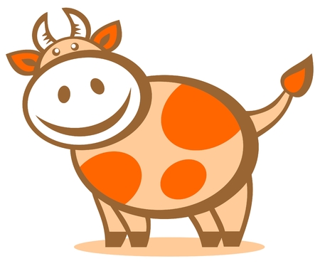 Cartoon cheerful happy cow isolated on a white background. Zodiac sign.のイラスト素材