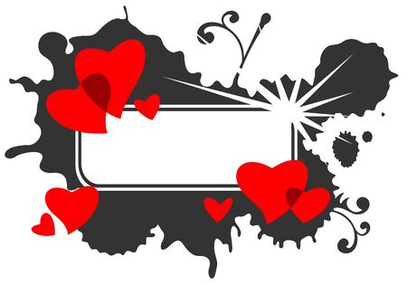 Stylized romantic background with hearts and frame.のイラスト素材