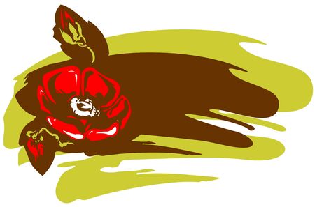 Stylized red flower on a brown grunge background.のイラスト素材