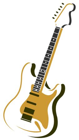 Stylized electric guitar isolated on a white background.のイラスト素材