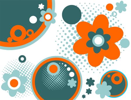Abstract flowers and circles on an white background.のイラスト素材