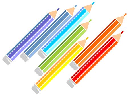 Stylized color pencils set isolated on a white background.のイラスト素材