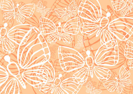 Stylized pattern with butterfly silhouettes on a pink background.のイラスト素材