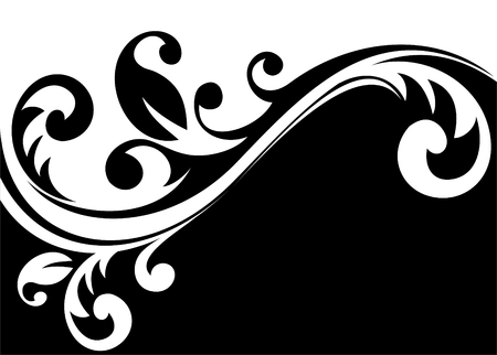 Black floral pattern on a white background.のイラスト素材