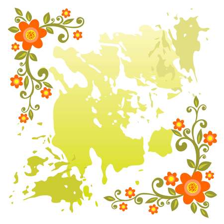 Stylized floral pattern on a green grunge background.のイラスト素材