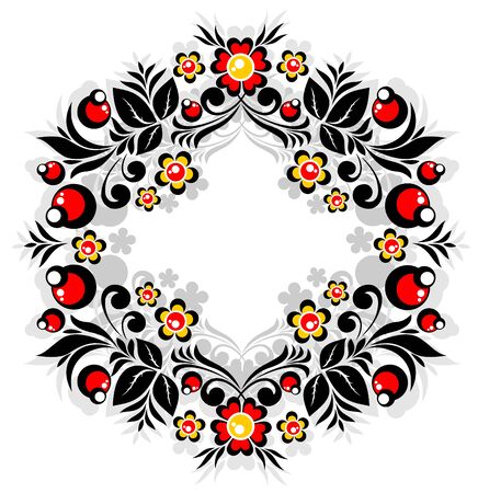 Stylized pattern with flowers and berries on a white background.のイラスト素材