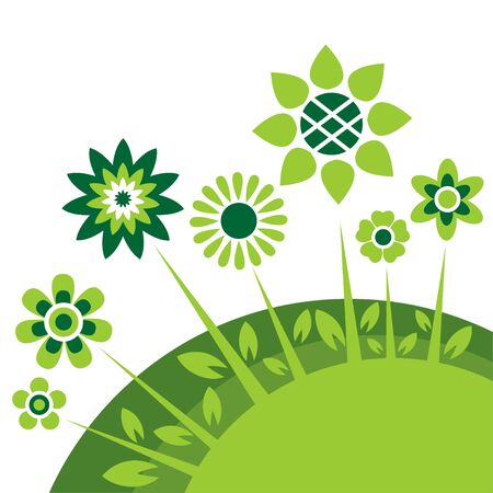 Stylized flowers isolated on a white background.のイラスト素材