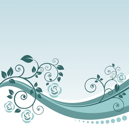 Stylized flowers and strips on a blue background.のイラスト素材