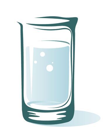 Stylized clear water glass isolated on a white background.のイラスト素材