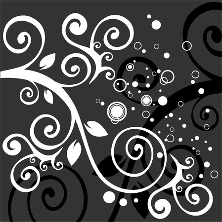 Stylized curves and dots on a black background.のイラスト素材