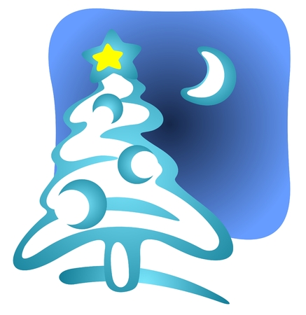 Christmas tree with star on a blue background.のイラスト素材