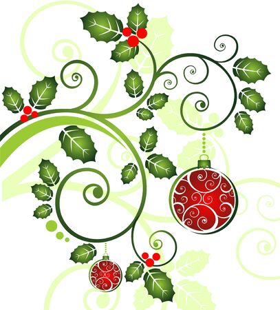 Stylized pattern with Christmas balls and Holly Berry  のイラスト素材