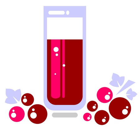 Stylized glass of juice and grape isolated on a white background.のイラスト素材