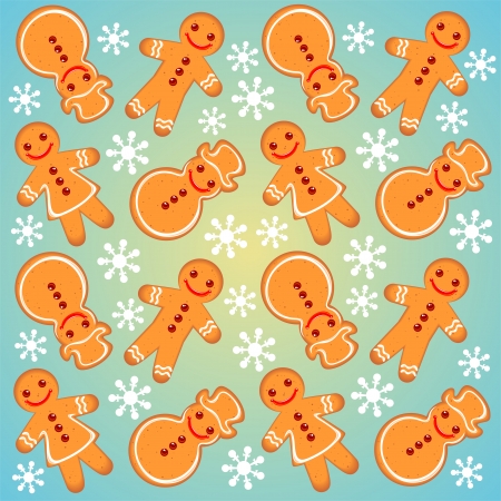 Gingerbread cookies on a blue background のイラスト素材