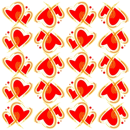 Romantic pattern with two hearts on a white background のイラスト素材