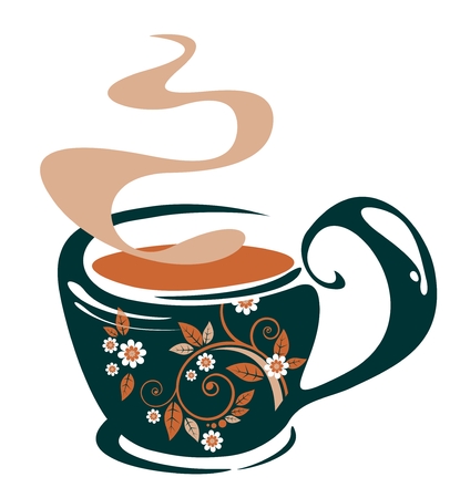 Stylized dark tea cup on a white background.のイラスト素材