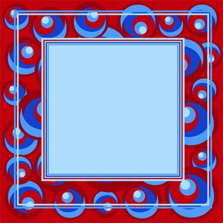 Abstract border with blue circles on a red background.のイラスト素材