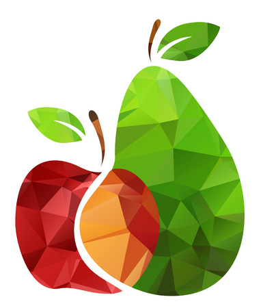Apple and pear isolated on a white background.のイラスト素材