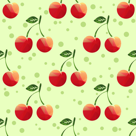 Cherry on a green backgroundのイラスト素材