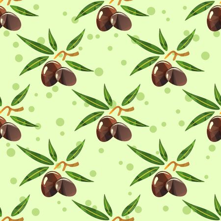 Olives and leaves on a green backgroundのイラスト素材
