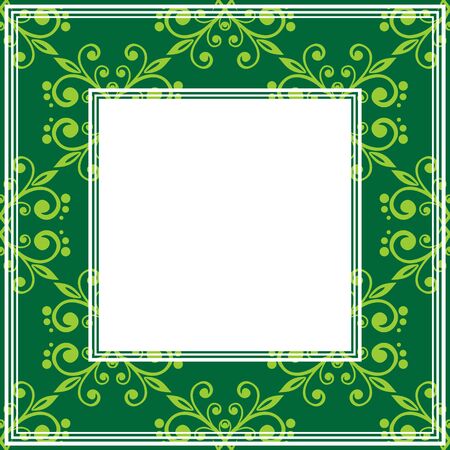 Border with abstract floral curves on a bright green background.のイラスト素材