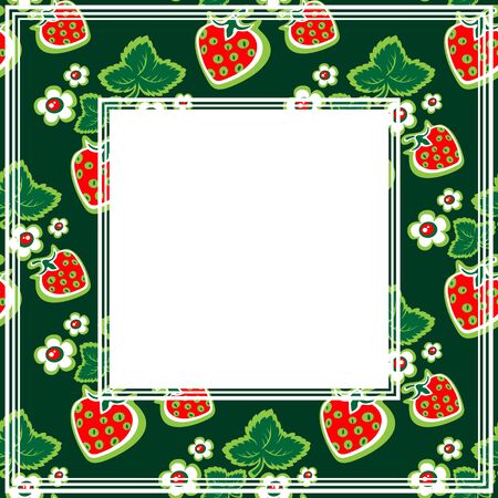 Berries on a black background. Fruit border.のイラスト素材