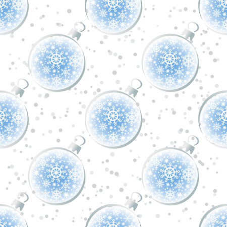 Blue light Christmas balls on a white background. Seamless pattern.のイラスト素材