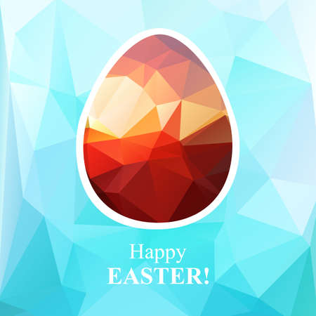 Red Easter egg on a blue polygonal background.のイラスト素材