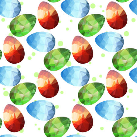 Easter eggs on a white background. Seamless background.のイラスト素材