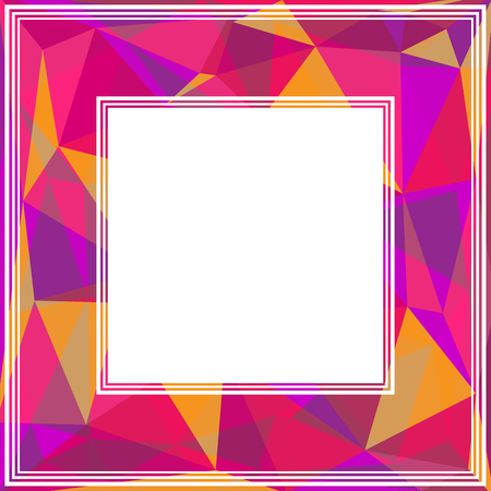 Polygonal abstract border with pink and orange triangles.のイラスト素材