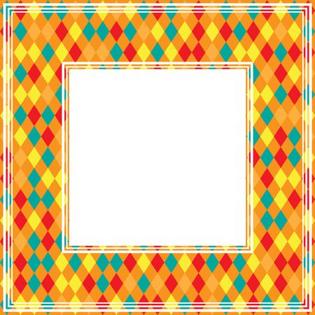 Abstract border with orange-blue rhombuses.のイラスト素材