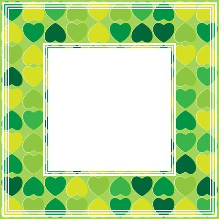 Abstract border with green and yellow hearts.のイラスト素材