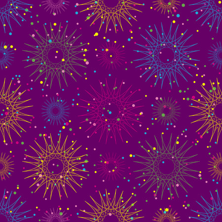 Abstract seamless pattern with flowers on a violet background.のイラスト素材