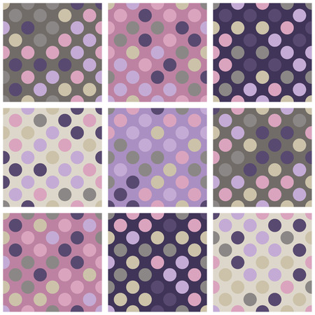 Set of nine abstract colored dots patterns.のイラスト素材