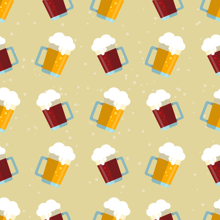 Stylized beer glass. Flat design. Seamless pattern.のイラスト素材