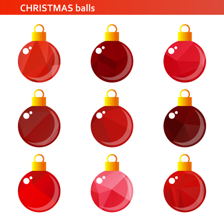 Red polygonal Christmas balls set isolated on a white background.のイラスト素材