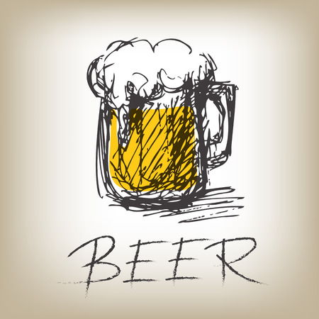 Stylized cold beer mug on a gray background.のイラスト素材
