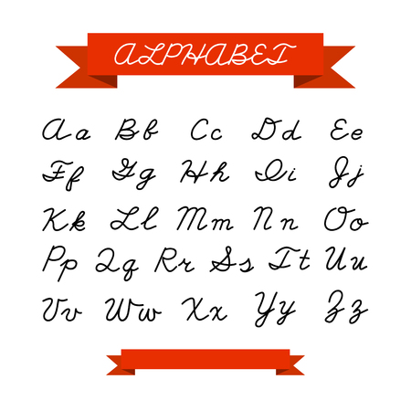 Hand drawn letters set. Handwritten vector alphabet isolated on white background. Ink illustration. Trendy design element.のイラスト素材