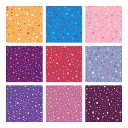 Stars seamless patterns set. Design elements for flyers or banners.のイラスト素材
