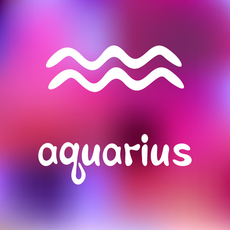 Zodiac sign Aquarius isolated on mesh colorful background. Design element for flyers or greeting cards.のイラスト素材