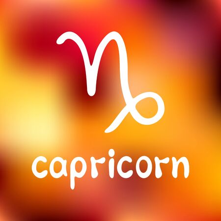 Zodiac sign Capricorn isolated on mesh colorful background. Design element for flyers or greeting cards.のイラスト素材