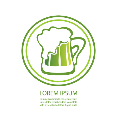 Green beer mug isolated on white background. Saint Patricks Day symbol. Design element for flyers or banners.のイラスト素材