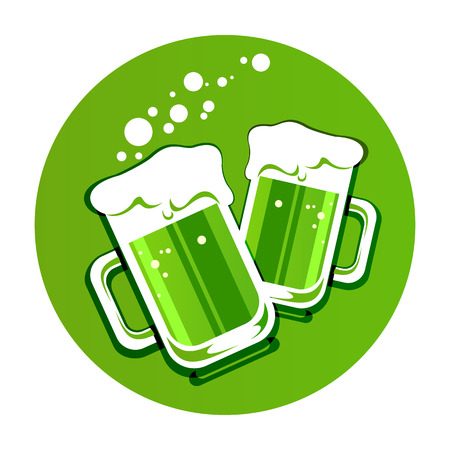 Green beer mug isolated on white background. Saint Patricks Day symbol. Design element for flyers or banners.のイラスト素材