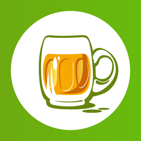 Beer mug isolated on white background. Saint Patricks Day symbol. Design element for flyers or banners.のイラスト素材