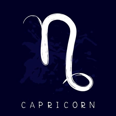 Zodiac sign Capricorn isolated on blue background. Design element for flyers or greeting cards.のイラスト素材