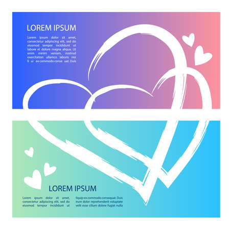 Templates with hearts and text frames. Valentines Day vector illustration. Design element for greeting cards and banners.のイラスト素材